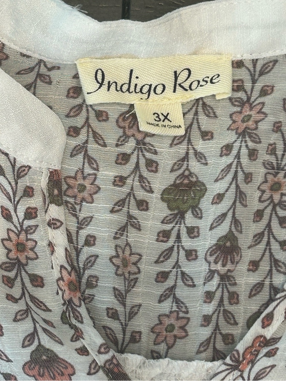Indigo Rose Cottagecore Bohemian peasant Bib Bell Sleeve Top Blouse plus SZ 3X - Picture 9 of 11